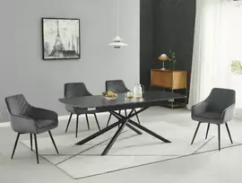 Signal Meble Valgomojo komplektas - Stalas VECTOR CERAMIC+ Kėdės SERVIO VELVET