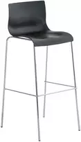 Mville Hover baro kėdė, plastikinė, 4 kojos, juoda, chromuota