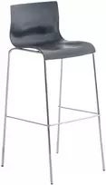 Mville Hover baro kėdė, plastikinė, 4 kojų pagrindo, pilkos spalvos, chromuota
