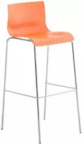 Mville Hover baro kėdė, plastikinė, 4 kojų pagrindo, oranžinė, chromuota