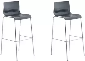 Mville 2 baro kėdžių rinkinys HOVER plastikinis 4 kojų rėmas pilkos spalvos, chromuotas