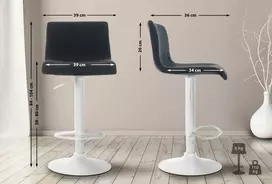 Mville Baras kėdė Hover audinys juodas, matinis baltas metalas