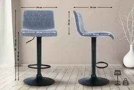 Mville Baras kėdė Hover audinys mėlynas, matinis juodas metalas