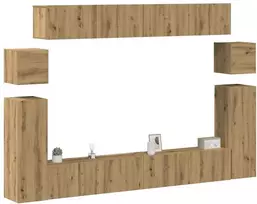 TV staliukas 8 dalių sieninis televizoriaus spintelės komplektas Artisan Oak