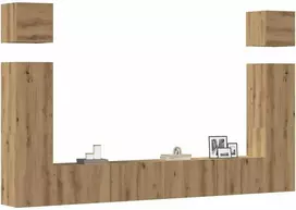 TV staliukas 6 dalių sieninis televizoriaus spintelės komplektas Artisan Oak