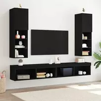TV staliukas TV spintelių komplektas 2 pcs Juodas ąžuolas 30,5 x 30 x 102 cm