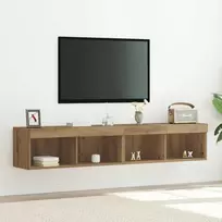 TV staliukas TV spintelių komplektas su LED 2 pcs Amatininkų ąžuolas