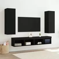 TV staliukas Sieninis televizoriaus stovas 2 pcs Juodas ąžuolas