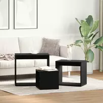 Suklijuotas stalas 3 vnt. Juodas ąžuolas 55 x 30 x 50 cm