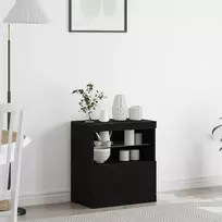 LED Bufetas Juoda 60,5 x 37 x 67 cm Apdirbta mediena