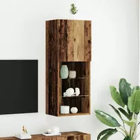 TV staliukas TV spintelių komplektas su LED Senas medis 40,5 x 30 x 102 cm