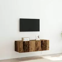 TV staliukas TV sieninė spintelė su LED 2 pcs Senas medis 100 x 35 x 31 cm