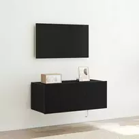 TV staliukas TV sieninė spintelė su LED Juodas ąžuolas 80 x 35 x 31 cm