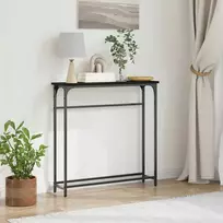Konsolinis stalas su lentyna Juodas ąžuolas 75 x 19,5 x 75 cm