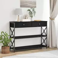 Konsolės stalas su stalčių juoda ąžuolo 100 x 28 x 75 cm