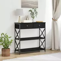 Konsolės stalas su stalčių juoda ąžuolo 75 x 28 x 75 cm