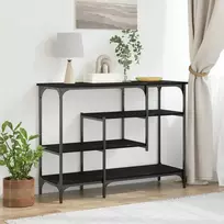 Konsolinis stalas su lentyna juoda ąžuolo 100 x 35 x 75 cm