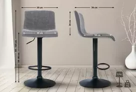 Mville Baras kėdė Hover audinys šviesiai pilkos spalvos, matinis juodas metalas