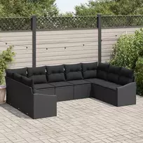 Sodo Sofų Rinkinys su saugykla 9 pcs Juoda poliratanas