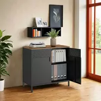 Songmics Sandėliavimo spinta, metalinė spinta, su dvigubomis durelėmis
