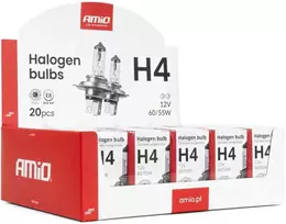 Halogeninių lempučių rinkinys H4 12V 60/55W UV filtras (E8) 20 vnt. amio-04401