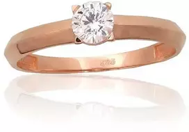 Auksinis sužadėtuvių žiedas. Praba: 585°, Metalas: Raudonas Auksas, Akmuo: Cirkonai - 18 - 1.7 g.