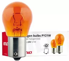 Halogeninės lemputės py21w bau15s 24v 21w gintaro spalvos 10 vnt. (e8) amio-02573