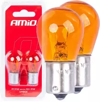 Halogeninės lemputės py21w bau15s 12v oranžinės 2vnt. blisterinėje pakuotėje amio-03352