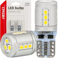 LED lemputės Canbus T10E W5W 15x2016 SMD baltos 12V 24V amio-03723