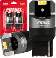 LED lemputės canbus pro wy21w 4x3030 smd oranžinės 12v 24v amio-03590