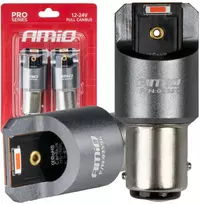LED lemputės „Full Canbus Pro P21/5W“ 2x1860 SMD raudonos 12 V 24 V amio-03596