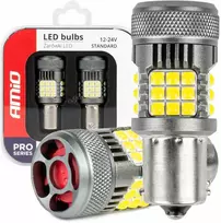LED lemputės „Canbus Pro“ serijos 1156 BA15S P21W R10W R5W 36x3030 SMD ventiliatorius baltos spalvos 12V 24V amio-03722