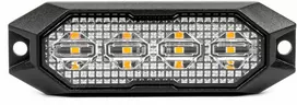 Plokščia LED įspėjamoji blykstės lempa, oranžinė, 4x3W, R65 R10, 12V/24V, IP6K9K AMIO-03929