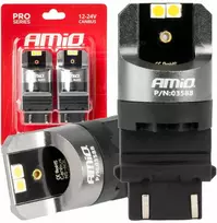 LED lemputės „Canbus Pro“ serijos 3157 P27/7W 4x3030 SMD baltos 12/24V amio-03588