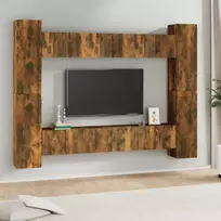 TV staliukas TV spintelių komplektas, 10 dalių, dūminio ąžuolo, mediena