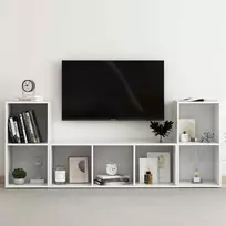 TV staliukas Televizoriaus spintelių komplektas, 3 dalių, baltas, MDP