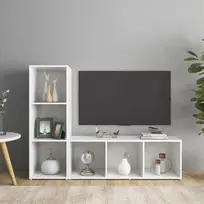 TV staliukas Televizoriaus spintelės, 2vnt., baltos, 107x35x37cm, MDP