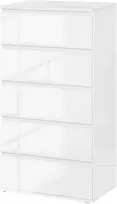 HOMCOM Komoda su 5 stalčiais, spinta su apsauga nuo apvirtimo, skirta svetainei, miegamajam, baltos spalvos, 55 x 34 x 100 cm