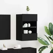 TV staliukas TV spintelių komplektas 2 pcs Juoda 40 x 30 x 60,5 cm