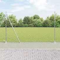Grandininė tvora su betono baze 10 x 1,4 m Sidabrinė Tinklelis