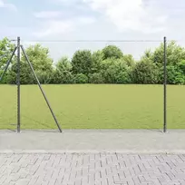 Šešiakampė tvora su betono pagrindu 10 x 1,6 m Pilka Tinklelis