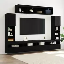 TV staliukas TV spintelių komplektas 6 vnt. juoda ąžuolo Apdirbta mediena