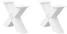 Kavos staliuko kojelės, X formos, 2 vnt., baltos, 50x(30-31) cm, plienas