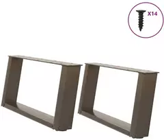 Kavos staliuko kojelės, U formos, 2 vnt., natūralus plienas, 60x(30-31) cm, plienas