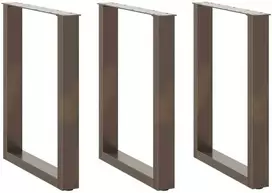 Valgomojo stalo kojelės, U formos, 3 vnt., natūralus plienas, 70x(72-73) cm, plienas