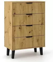 „Top E Shop“ SCANDI 4S SLIM ĄŽUOLINĖ ARTISAN KOMODA SU STALČIAIS