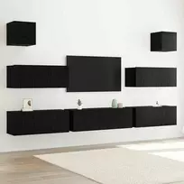 TV staliukas TV spintelių komplektas 7 pcs Juodas ąžuolas 100 x 30 x 30 cm