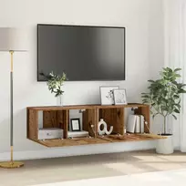 TV staliukas TV spintelių komplektas 2 pcs Įvairiaspalvis 60 x 30 x 30 cm