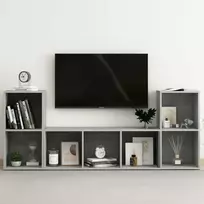 TV staliukas Televizoriaus spintelių komplektas, 3 dalių, betono pilkas, MDP
