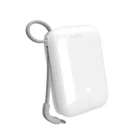 Puro Power Link 10 Plus 10000mAh Power Bank su Built-in USB-C Kabelis – baltos spalvos